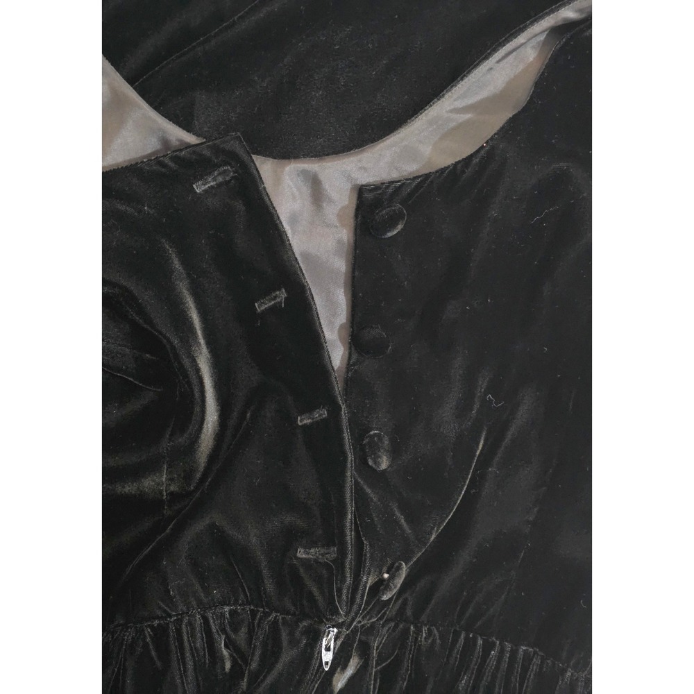 Lands' End Velvet Dress Womens 12‎ Black Excellent Sleeveless Scoop Neck Vintage